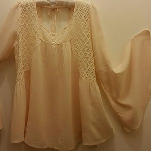 Bohemian whimsical cream blouse with bell sleeves!