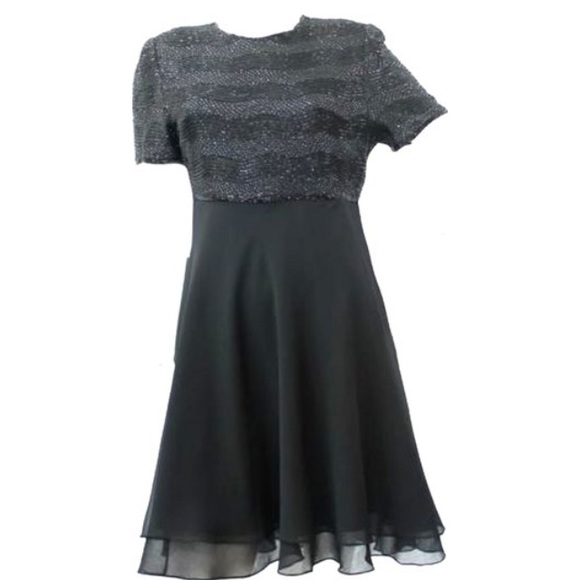 Black Embellished Cocktail Chiffon Dress S