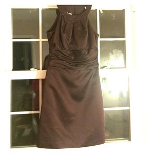 Chocolate brown satin scoop halter dress
