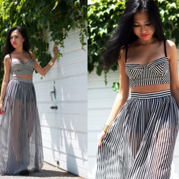 American Apparel Dresses & Skirts - AMERICAN APPAREL CHIFFON STRIPE MAXI SKIRT