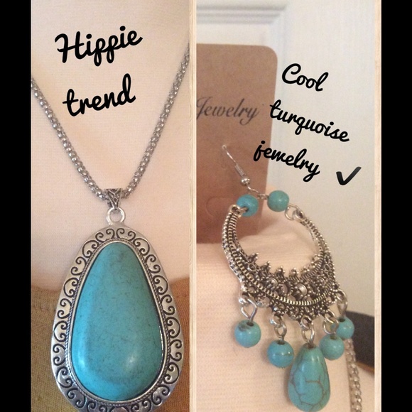 Bliss 'n That Jewelry - Chunky Turquoise Necklace and Earrings Set