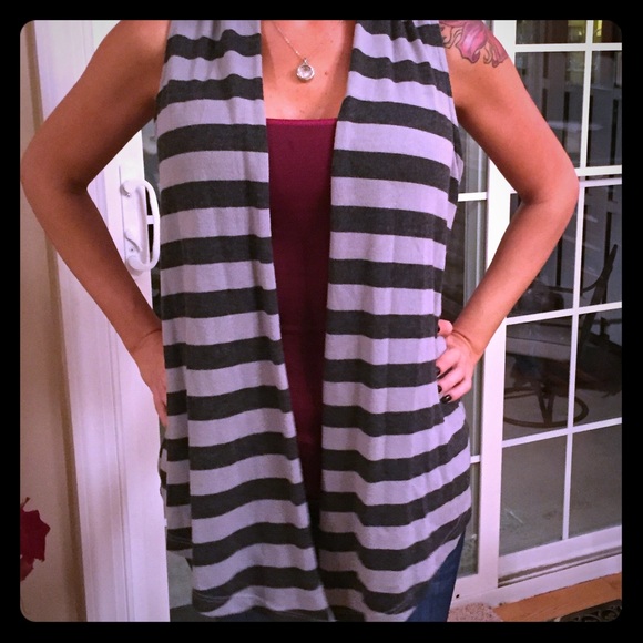 Dark & Light Grey Striped Vest