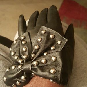 Black studded motorcycle gloves