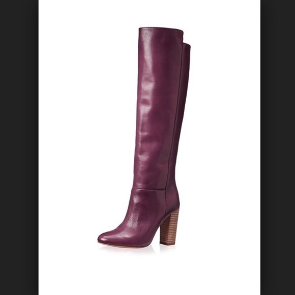 plum leather boots