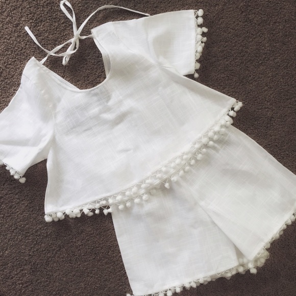 ASOS White Two Piece / Matching Set w/ Pom Poms