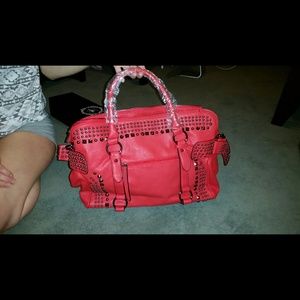 Custom handmade RED leather bag.