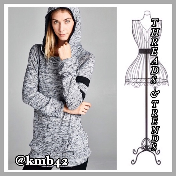 Threads & Trends Tops - Marble Grey Knit Hoodie