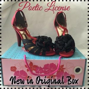 Poetic License Black & Red Heels with flower