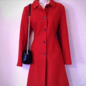 Banana Republic Long Red Wool Lady Coat, Medium