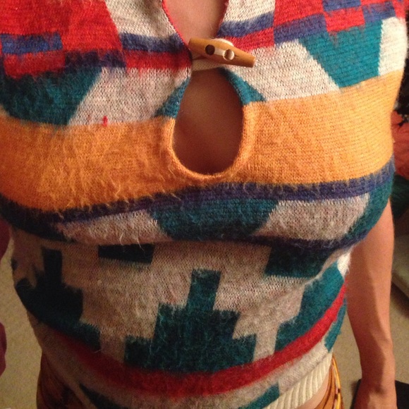 Tribal Acrylic Sweater Shirt with Toggle Button