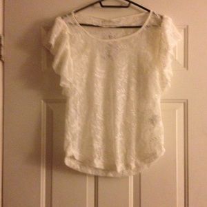 Zara basic lace short sleeve blouse