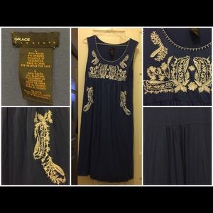 Blue Flowy Dress with Cute Design!