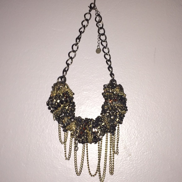 Statement Bronze Rhinestoned Necklace