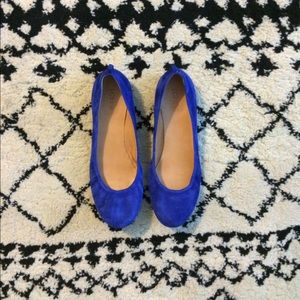 Blue Suede Ballet Flats