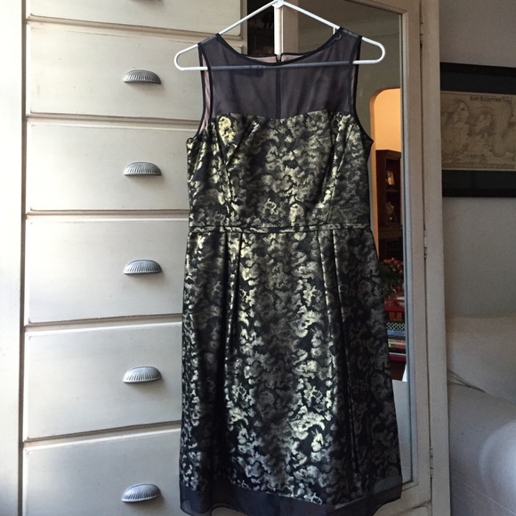 Gold , black and sheer cocktail dress.