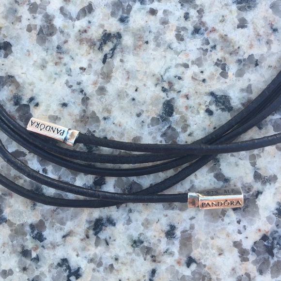 Pandora 38" Black leather cord with Sterling tips - Picture 2 of 4
