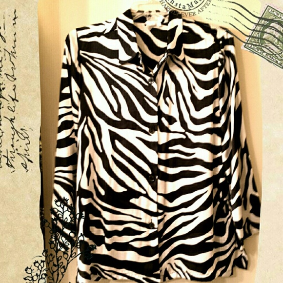 Zebra print button blouse animal print