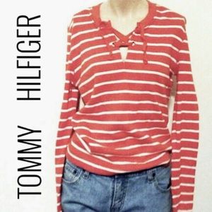 Tommy Hilfiger Orange & White Sweater