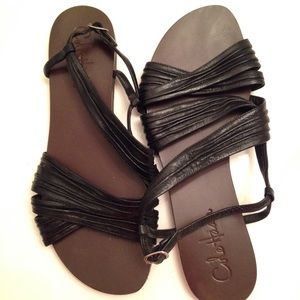 Cole haan black leather sandals