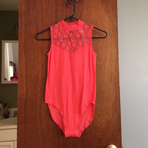 Coral lace bodysuit