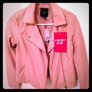 Pink Faux Leather Jacket