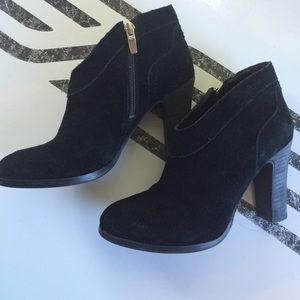 Black leather suede ankle boots crown vintage