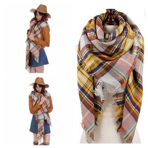 🆕 FAMOUS Tartan blanket scarf yellow plaid