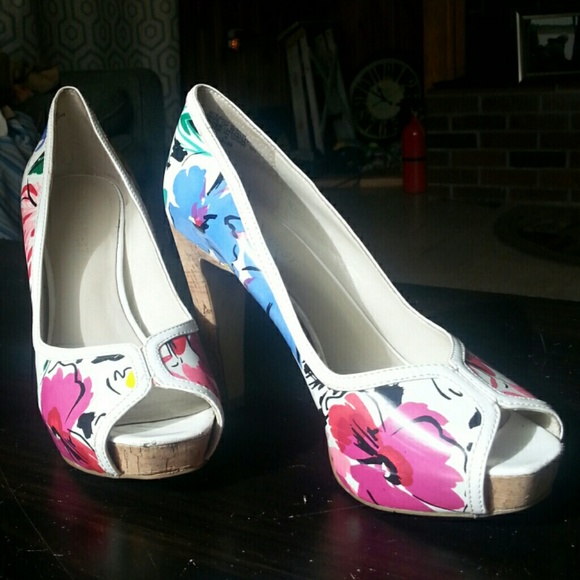 Nine West floral heels