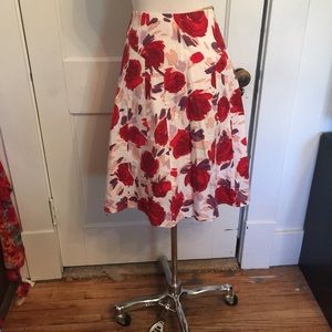 Flowered knee length skirt