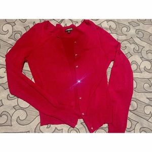 Express: Button Down Red Cardigan w Rhinestones