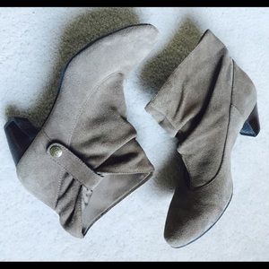 Gray suede ankle booties
