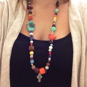 Lucky Brand Bead and Leather Necklace NWOT