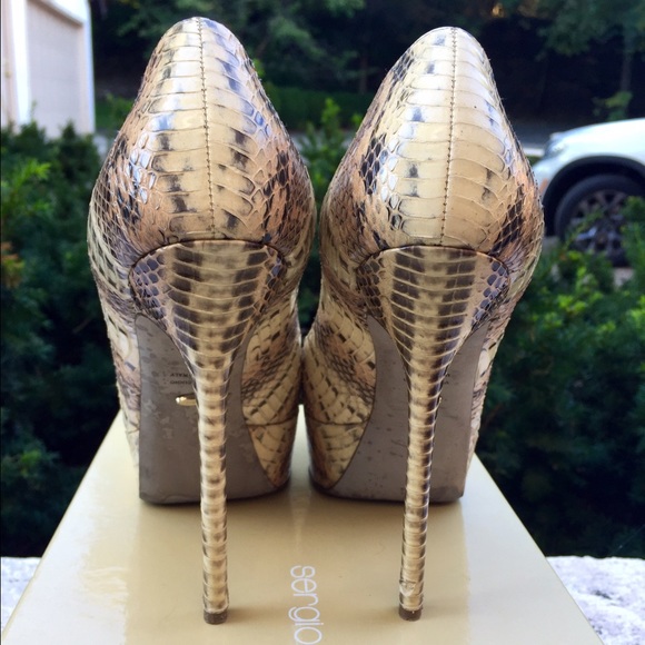 SERGIO ROSSI Python Peep Toe Pumps 39 - Picture 3 of 3