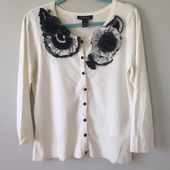 WHBM cream cardigan with flower details