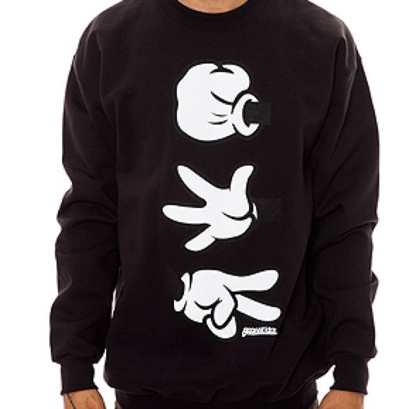 Mickey mouse rock paper scissors sweatshirt Clearance