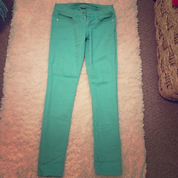 American eagle teal colored skinny jeans