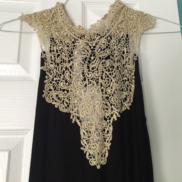 Audrey/Nasty Gal black dress with gold halter - Picture 2 of 4