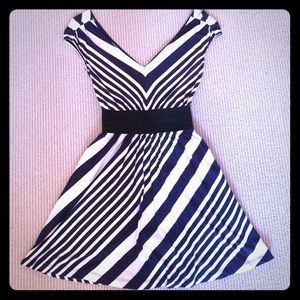 Guess navy and white fit and flare dress