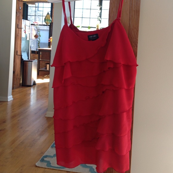 Red ruffle Nicole Miller top. Worn once - Picture 1 of 2