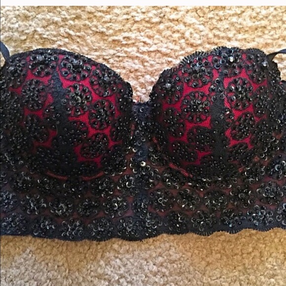 Beaded Red& Black Bustier S
