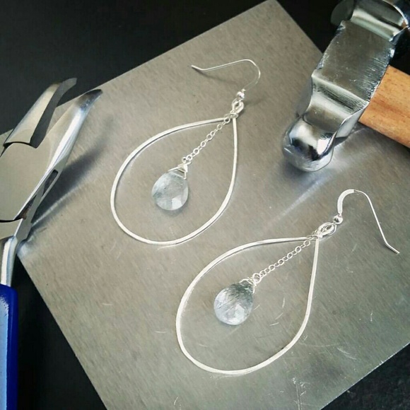 Tourmalinated quartz hoop earrings