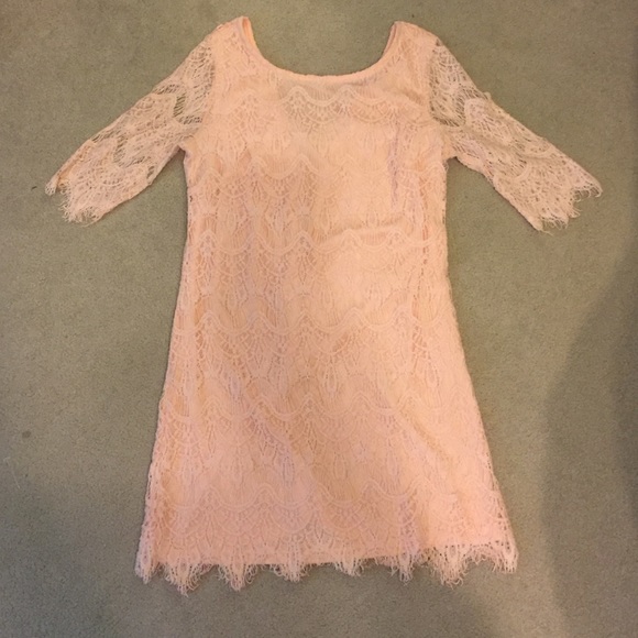 Peach Lace Cocktail Dress
