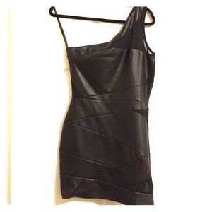 NEW BEBE Vegan Leather Dress w. Sheer Panels