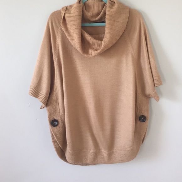 light brown sweater/poncho with button detail