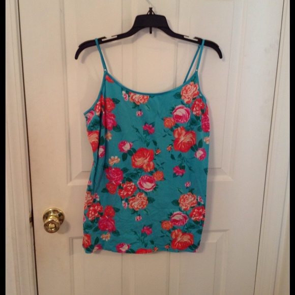 Turquoise tank with color flowers size 3X