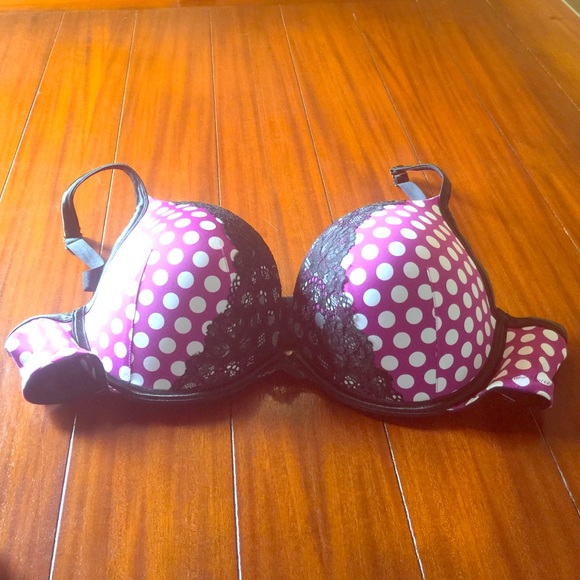 Brand New Purple and White Polka Dot Lace Bra