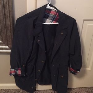 Navy utility jacket plaid