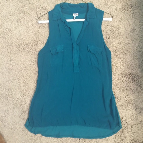 Anthropologie teal sleeveless blouse, size S