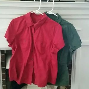 Two Sonoma Button Down Short Sleeve Tops - XL