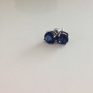 Sapphire-blue vintage glass earrings